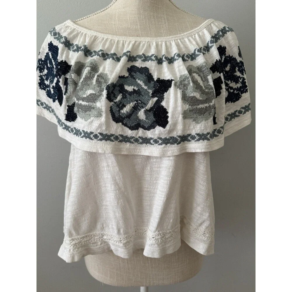Free People To The‎ Left Off The Shoulder Top Floral Embroidery XS